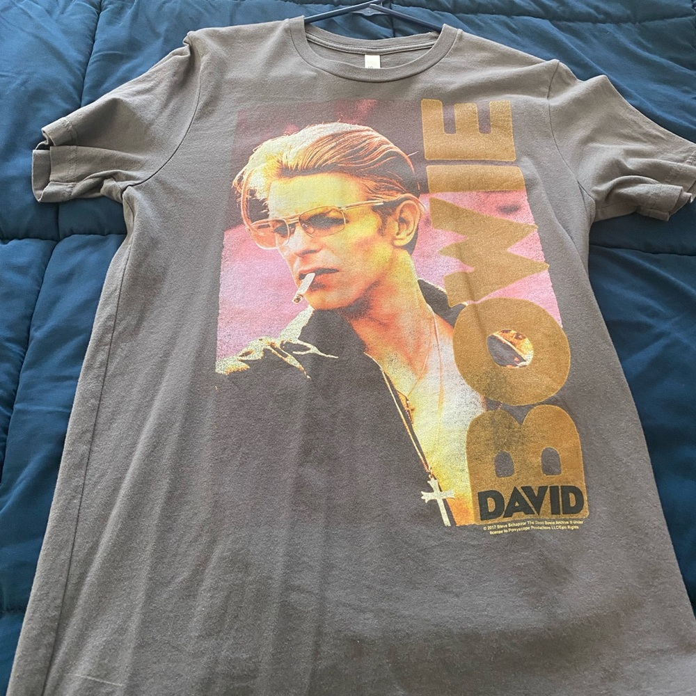 David Bowie Gray Graphic T-Shirt